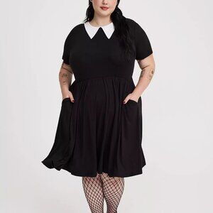 ❤️NWT TORRID ADDAMS FAMILY WEDNESDAY COLLARED COSTUME COSPLAY DRESS - PLUS SIZE